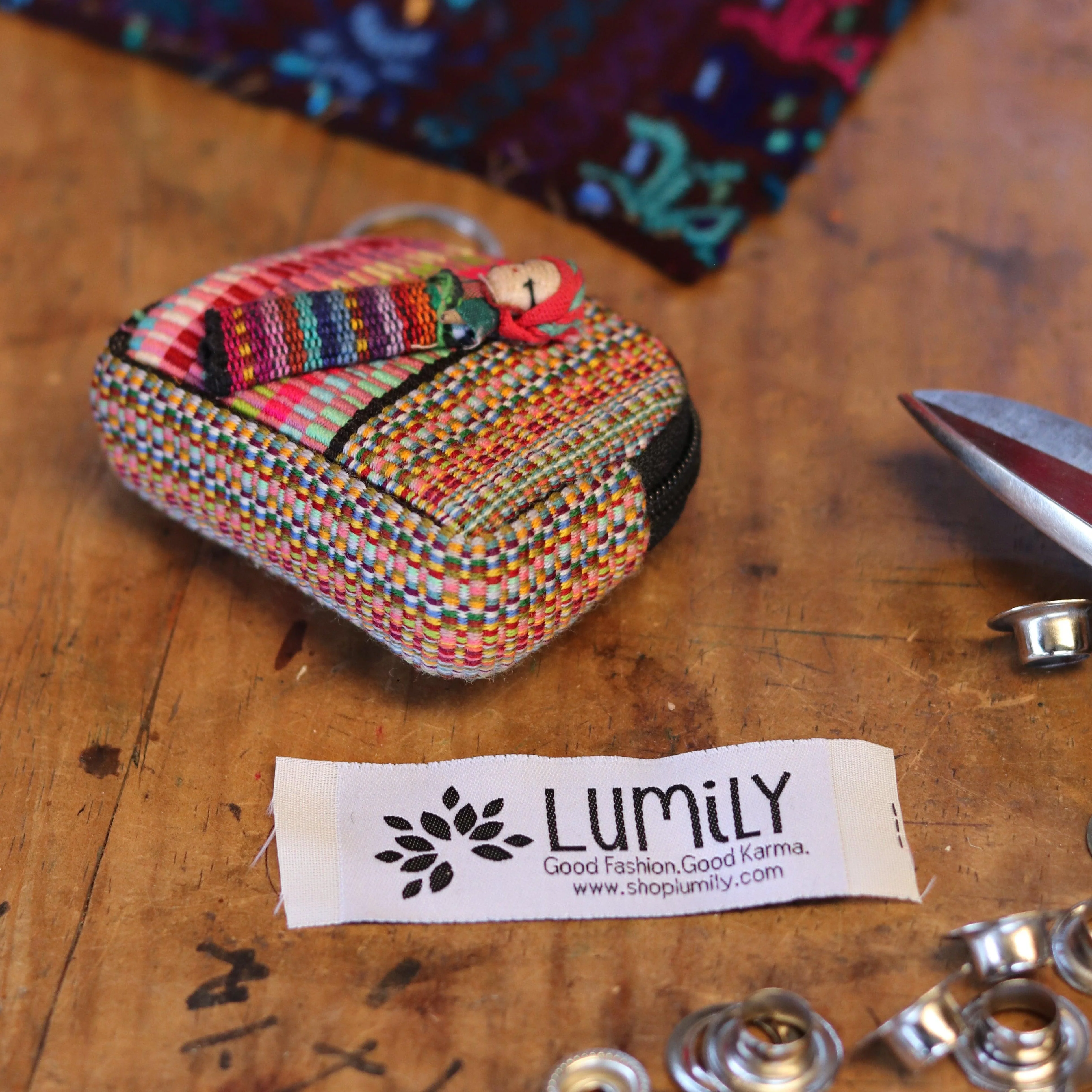 Worry Doll Tiny Bag Keychain | Coin Purse | AirPod Bag - Guatemala - Image 5